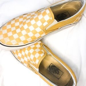 mustard yellow checker board vans
